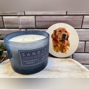 Sand + Fog ❤️sand + paws ❤️12oz Candle Golden Retriever Lid New